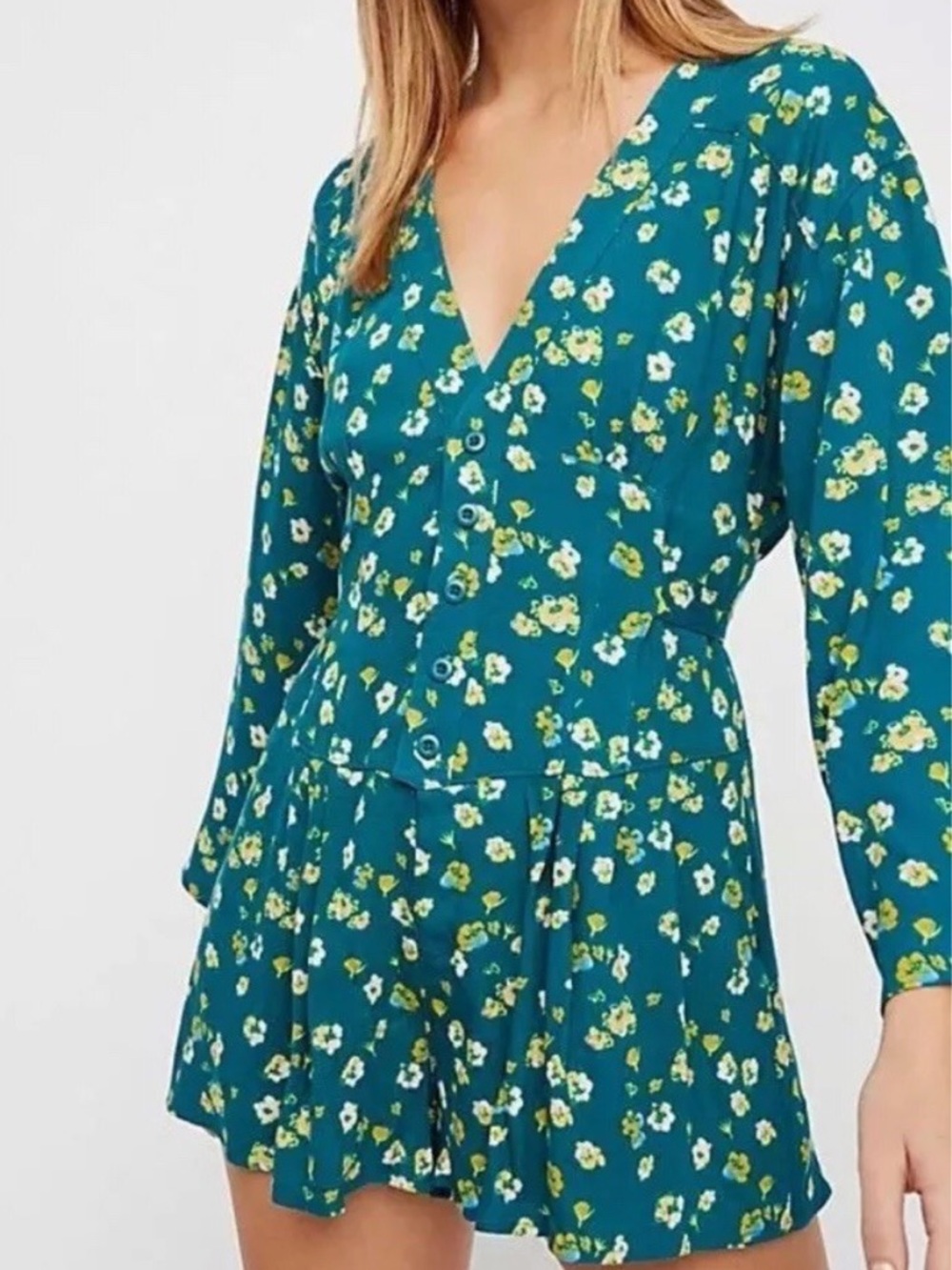 Free people floral bell sleeve romper